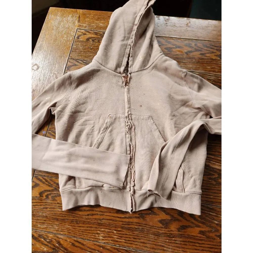 Frank&Eileen tee lab pink&golf fleck distressed zip up hoodie sz XS